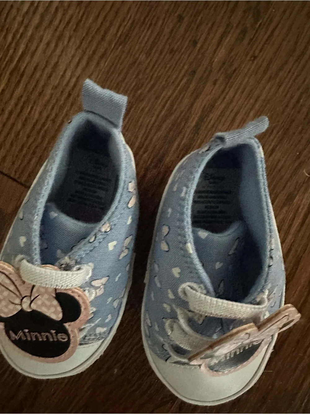 Disney Minnie Mouse Light Blue Heart Slip-On Baby Sneakers